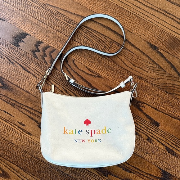 Kate Spade New York Women’s Off-White Shoulder Bag with Multicolor Logo - Picture 1 of 13